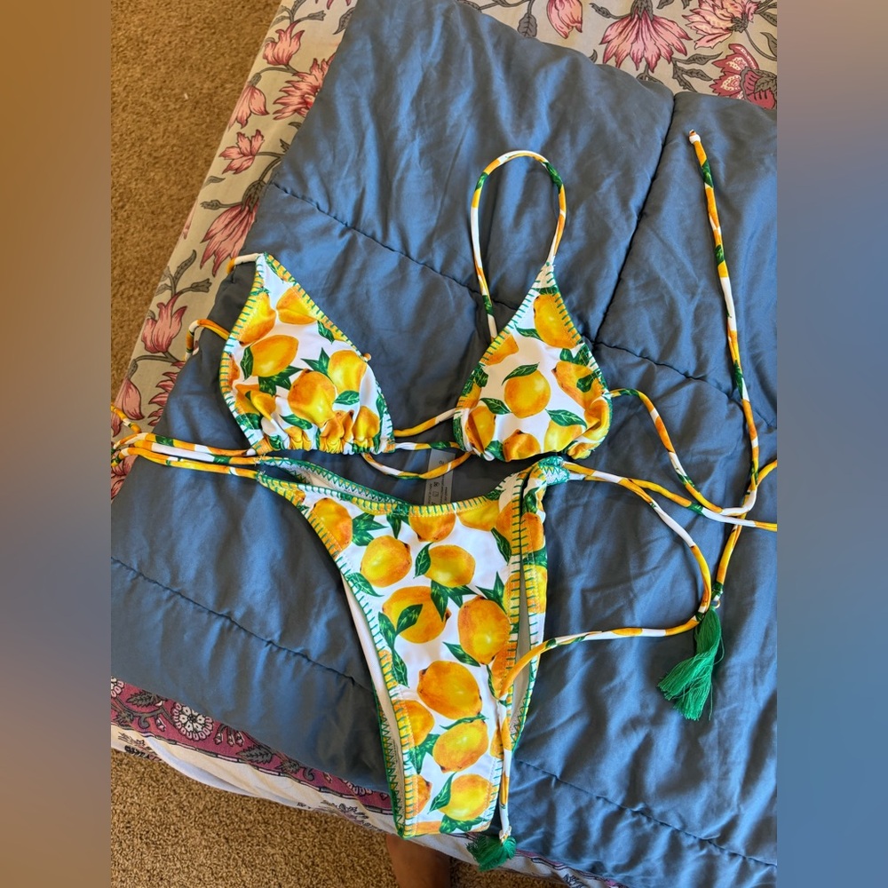 Lemon Print Bikini Set